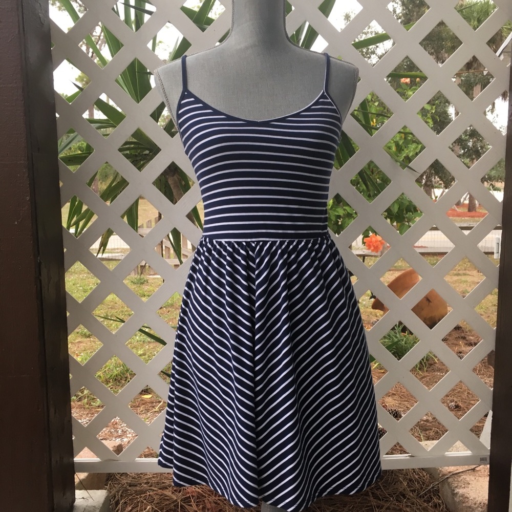 Aeropostale Navy & White Striped Mini Dress